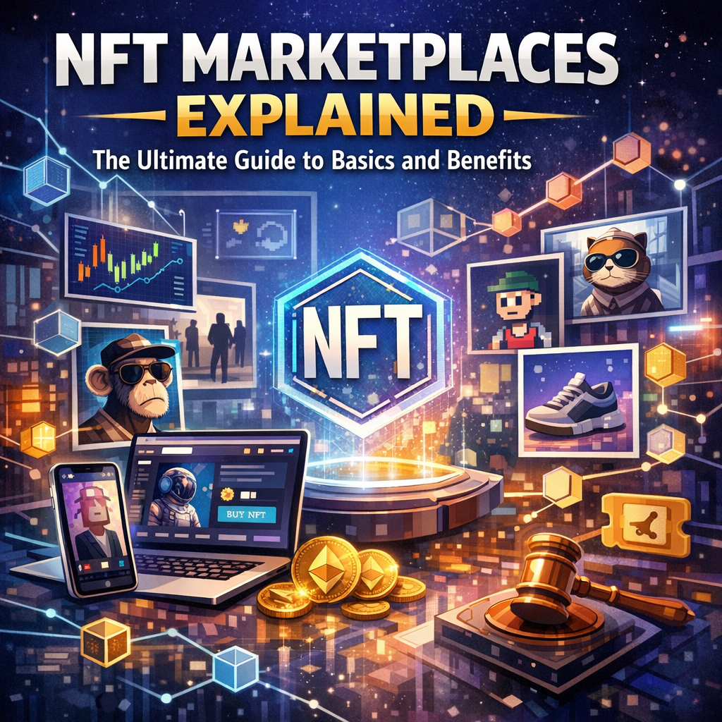 Illustration of NFT Marketplaces Explained: The Ultimate Guide to Basics and Benefits